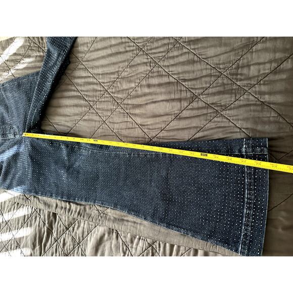 Veronica Beard Carson High Rise Ankle Flare Jeans Rhinestones Indigo Size 26 New - Picture 8 of 11
